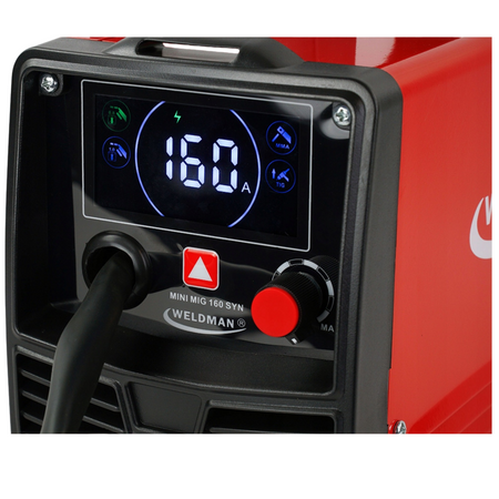 Spawarka Mini MIG 160 półautomat spawalniczy Weldman SYNERGIA Flux 2w1 drut