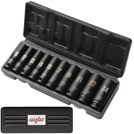 Zestaw nasadek udarowych długie 1/2" 10 SZTUK 6-kątne 10-24 mm