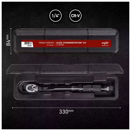 Klucz dynamometryczny 1/4" 2-24 Nm rowerowy czarny