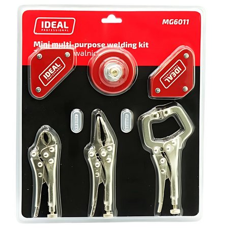 Zestaw spawalniczy IDEAL MG6011 kątowniki + szczypce + uchwyt masowy