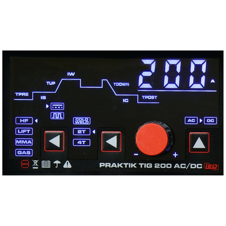 SPAWARKA Praktik TIG 200 AC/DC 230V Cold Welding punkt HF aluminium MMA LED