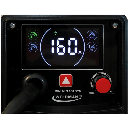 Spawarka Mini MIG 160 półautomat spawalniczy Weldman SYNERGIA Flux 2w1 drut