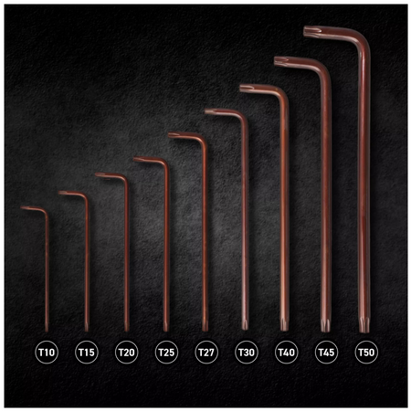 Zestaw imbusów TORX ekstra długie z otworem 9 elementów stal S2